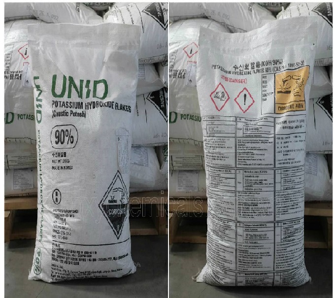 Potassium hydrate, KOH 90%, 25kg/bao, xuất xứ Trung Quốc, Hàn Quốc