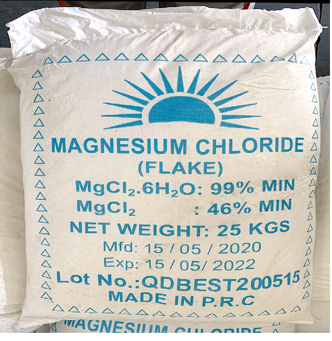 Magnesium chloride MgCl2.6H20, 25kg/bao, xuất xứ Trung Quốc