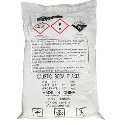 Caustic soda flake, NaOH 99%, Trung Quốc, Ấn Độ, 25kg/bao